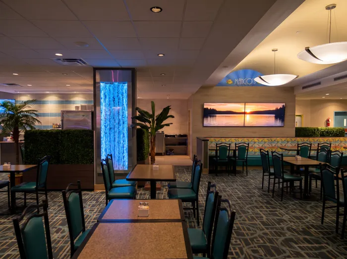 Mango's Restaurant at South Beach with teal chairs
